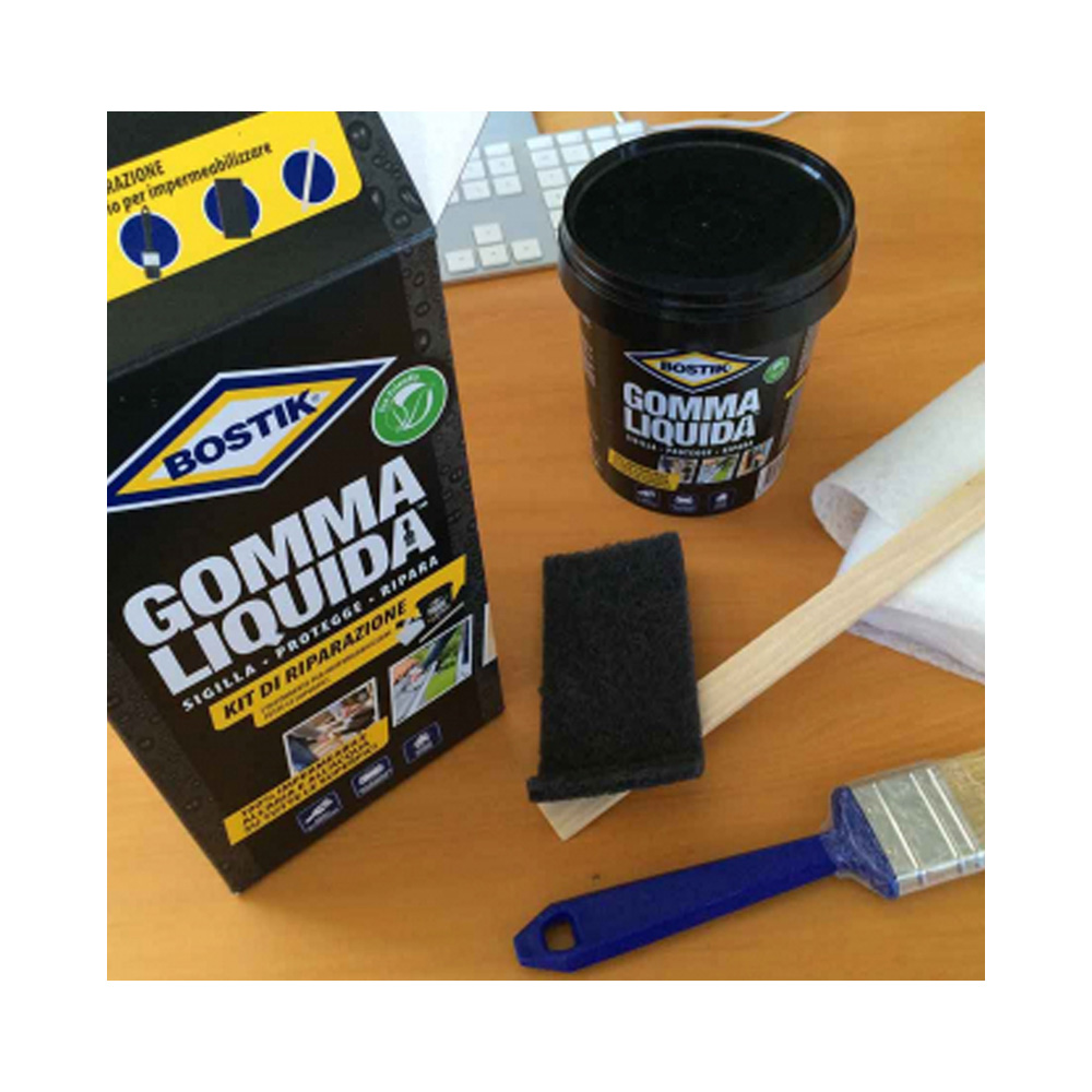 Kit di Riparazione Gomma Liquida BOSTIK - Gomma, Banda, Spugnetta e Spatola